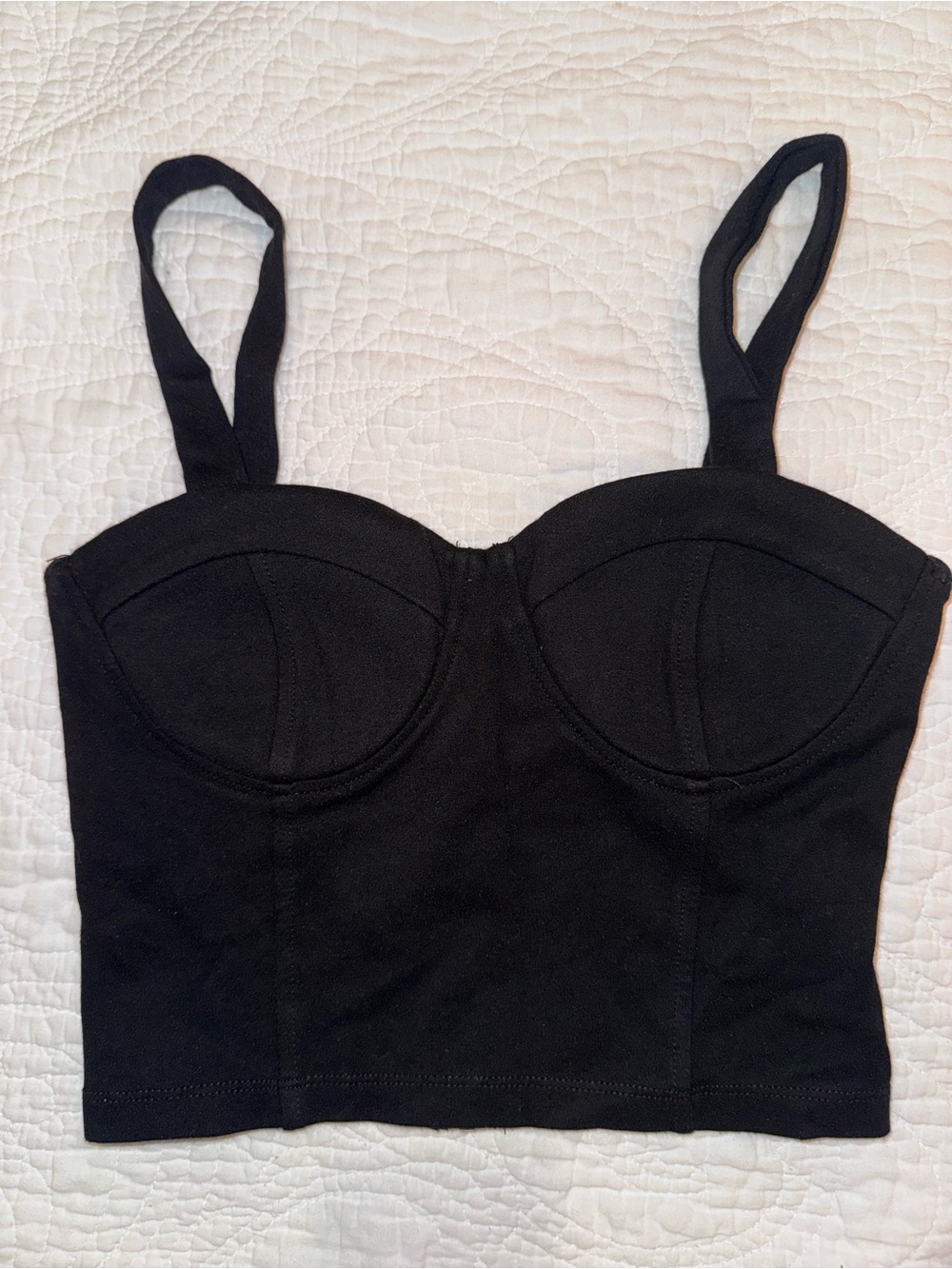 Shinestar Black Corset Crop Top Small Bustier Zip Back Club Going Out Top - Picture 2 of 7